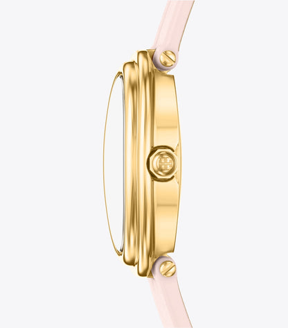 Tory Burch Oval Watch - Pink Mother-Of-Pearl/Pink Faux Croc/Gold