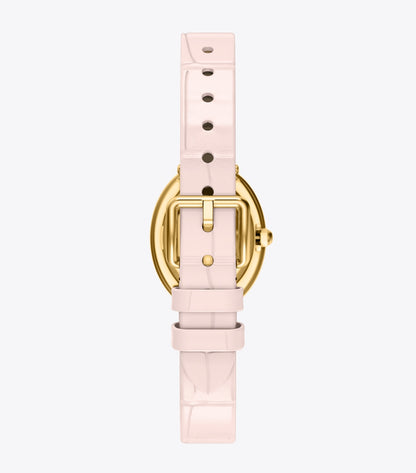 Tory Burch Oval Watch - Pink Mother-Of-Pearl/Pink Faux Croc/Gold