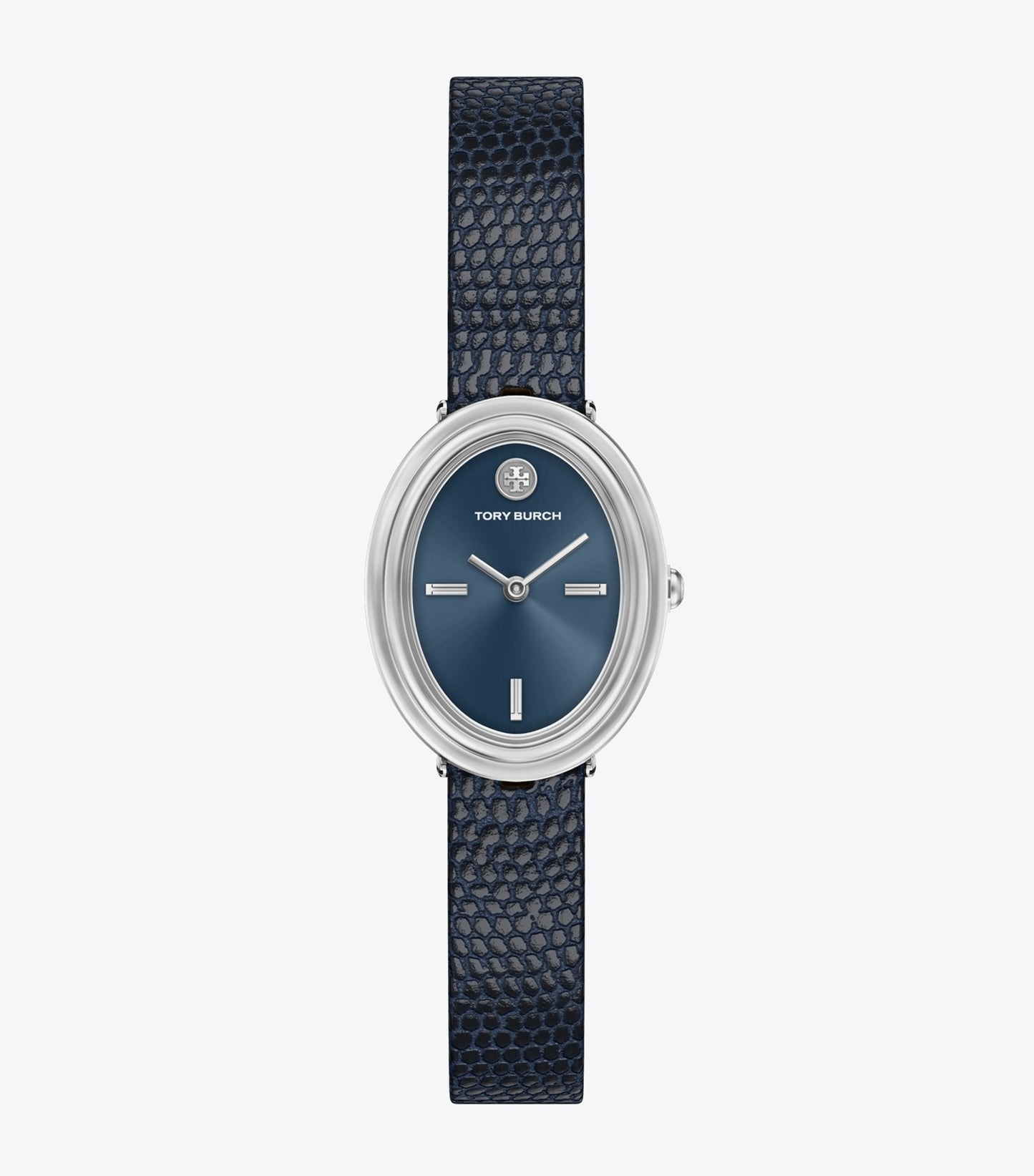 Tory Burch Oval Watch - Blue Steel/Blue Faux Lizard/Silver