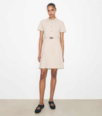 Tory Burch Short-Sleeve Pleated Golf Dress - Stone