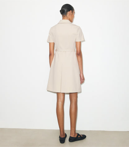 Tory Burch Short-Sleeve Pleated Golf Dress - Stone