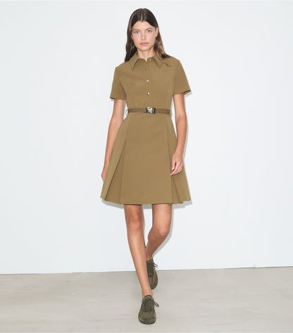 Tory Burch Short-Sleeve Pleated Golf Dress - Olive