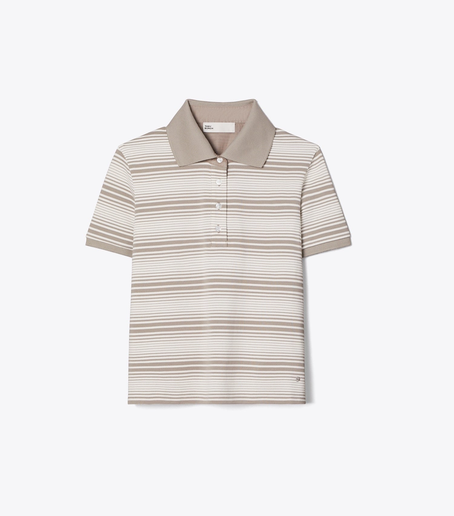 Tory Burch Little Grumps Cotton Polo - Taupe Stripe