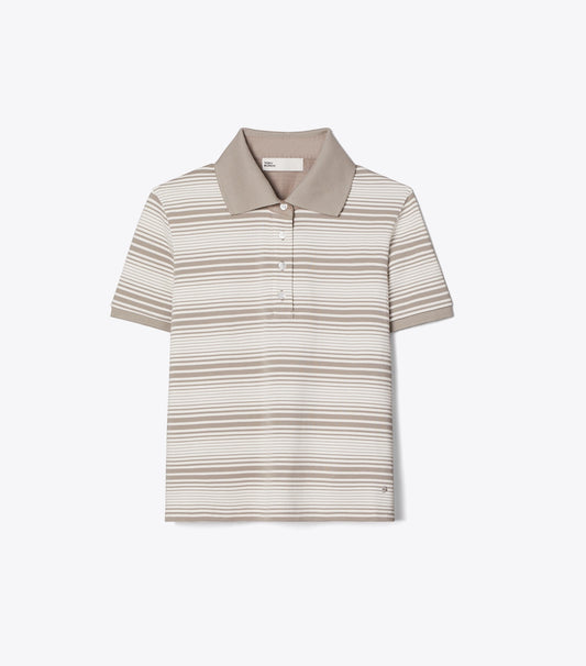 Tory Burch Little Grumps Cotton Polo - Taupe Stripe