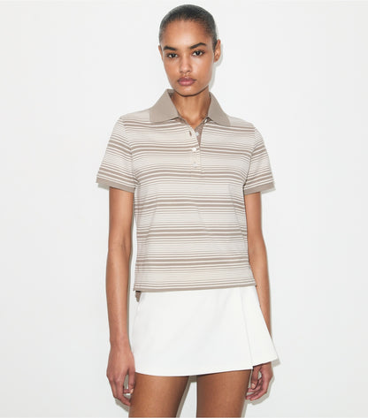 Tory Burch Little Grumps Cotton Polo - Taupe Stripe