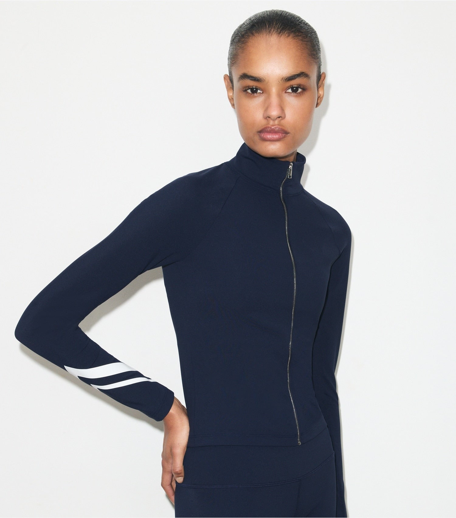 Tory Burch Chevron Full-Zip Jacket - Tory Navy