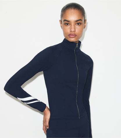 Tory Burch Chevron Full-Zip Jacket - Tory Navy