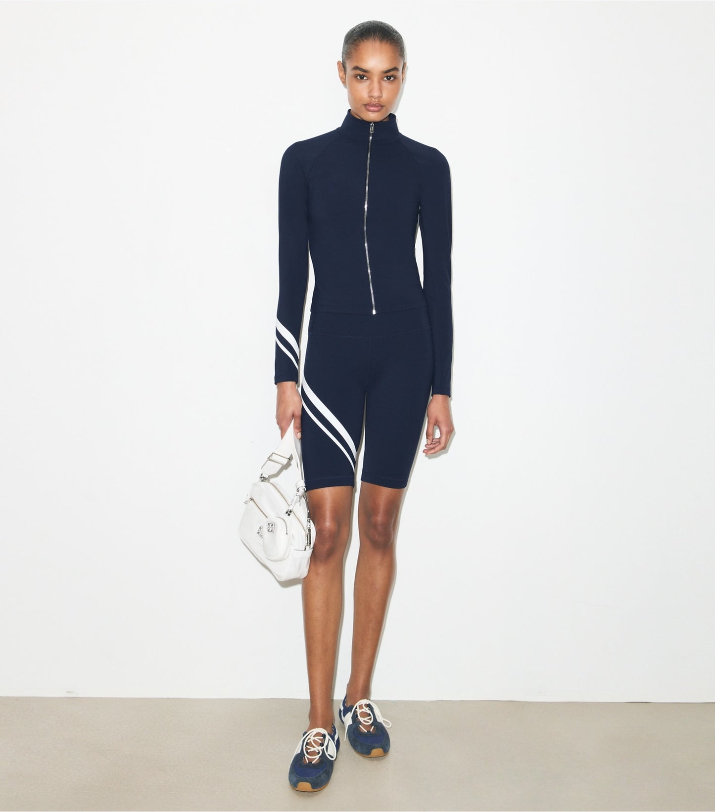 Tory Burch Chevron Full-Zip Jacket - Tory Navy