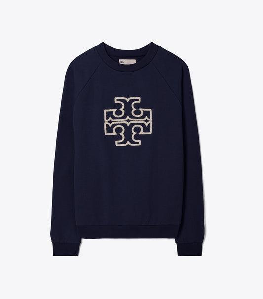 Tory Burch Heavy French Terry Logo Crewneck - Tory Navy