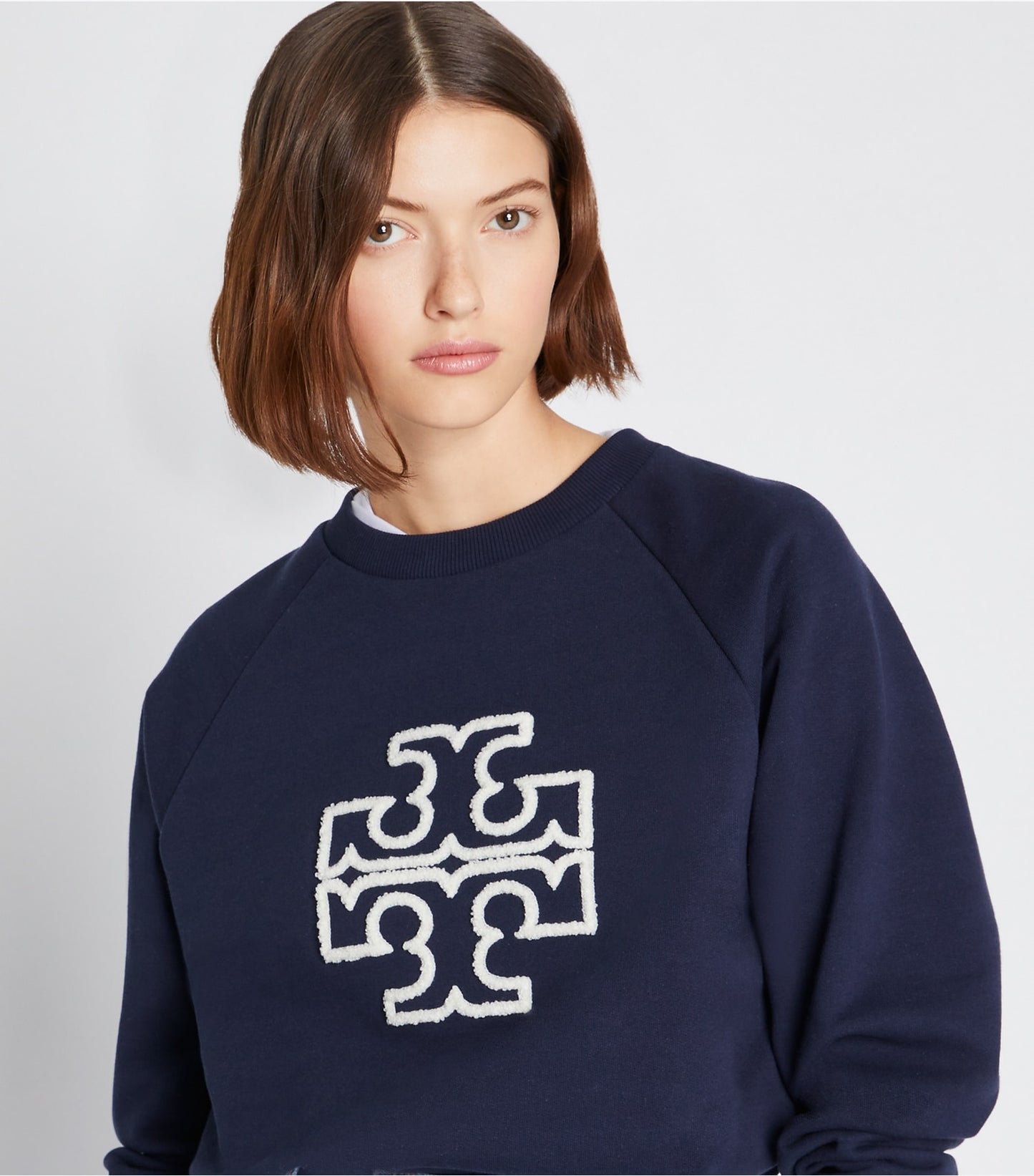 Tory Burch Heavy French Terry Logo Crewneck - Tory Navy