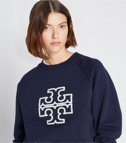 Tory Burch Heavy French Terry Logo Crewneck - Tory Navy