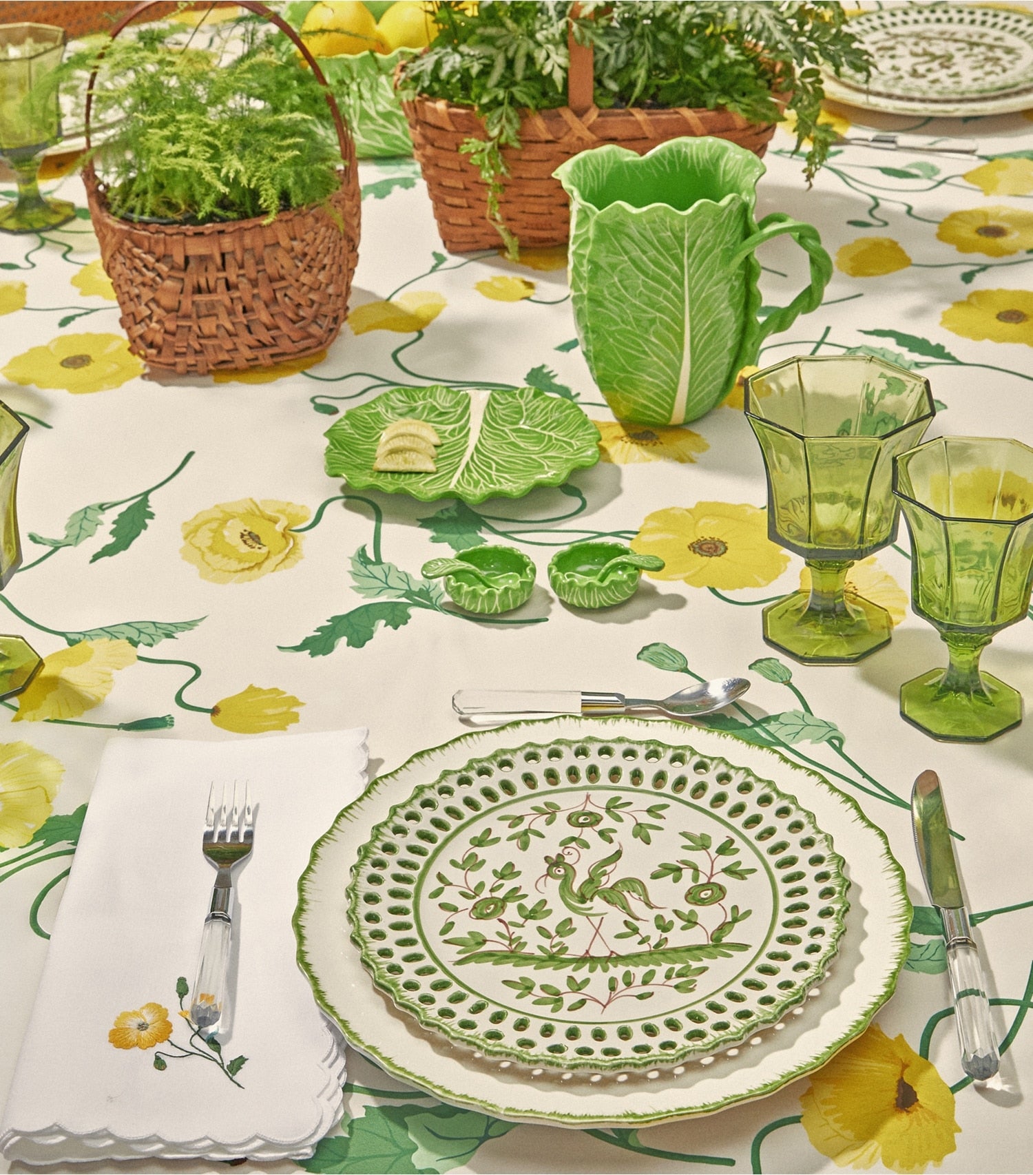 Tory Burch Oiseau Dinner Plate, Set Of 2 - White/Green