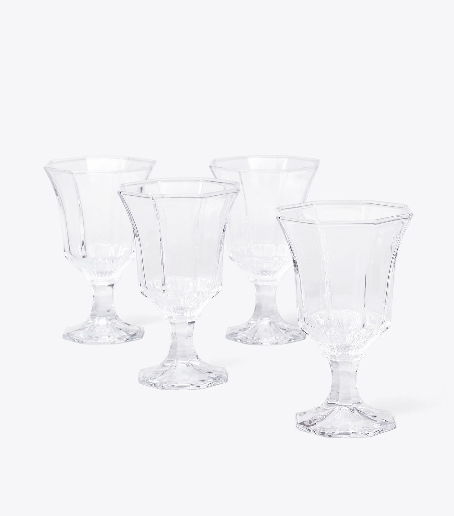 Tory Burch Pressed-Glass Water Glass, Set of 4 - Clear