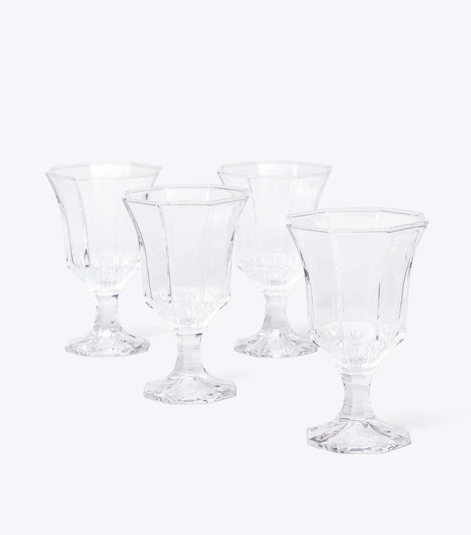 Tory Burch Pressed-Glass Water Glass, Set of 4 - Clear