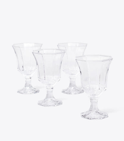 Tory Burch Pressed-Glass Water Glass, Set of 4 - Clear