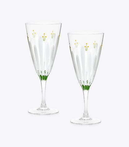 Tory Burch Spring Meadow Champagne Flute, Set of 2 - Clear/Multi
