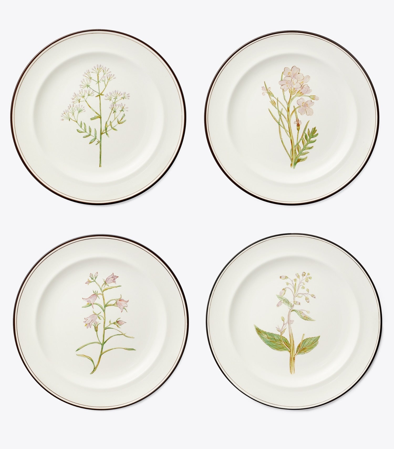 Tory Burch Lilac Flower Salad Plates, Set of 4 - White
