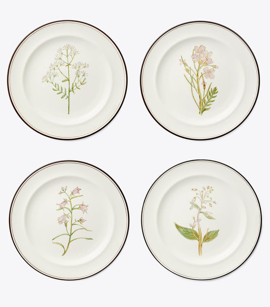 Tory Burch Lilac Flower Salad Plates, Set of 4 - White