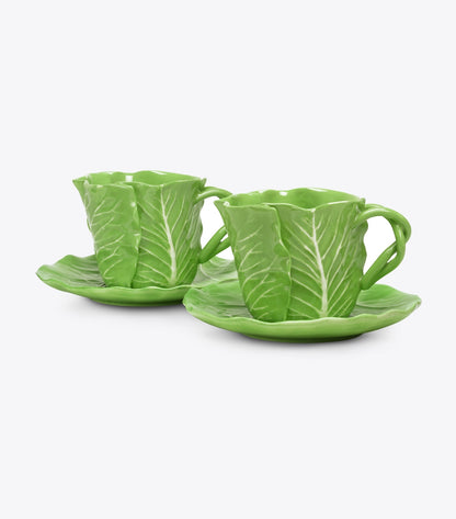 Tory Burch Lettuce Ware Cup & Saucer, Set of 2 - Green