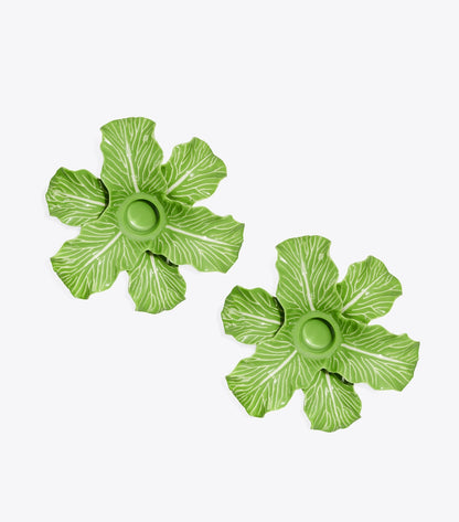 Tory Burch Lettuce Ware Candlestick, Set of 2 - Green