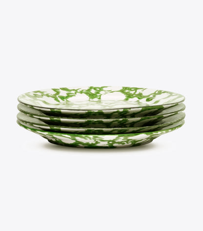 Tory Burch Spongeware Salad Plate, Set of 4 - Green/Smoke