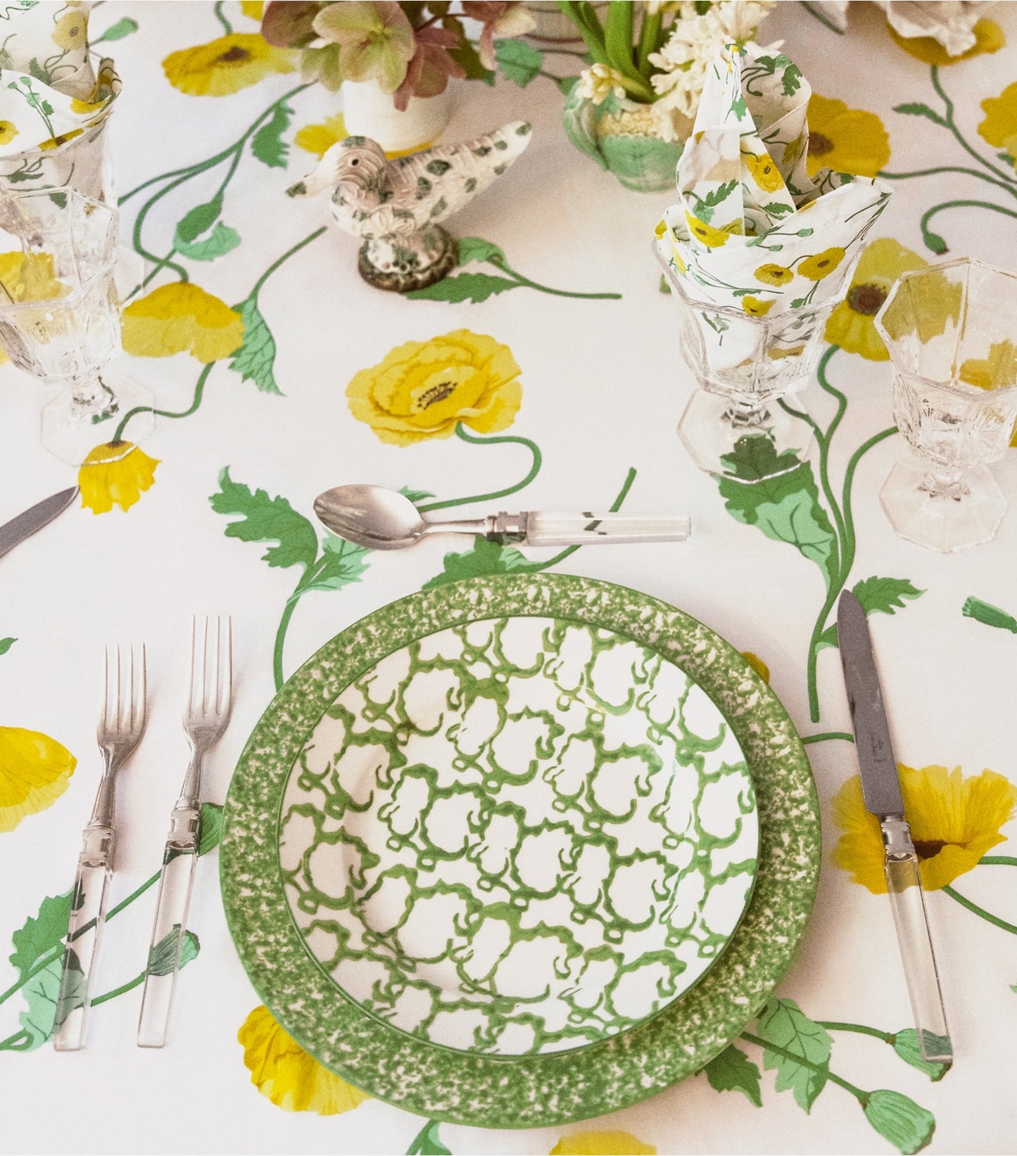 Tory Burch Spongeware Salad Plate, Set of 4 - Green/Smoke