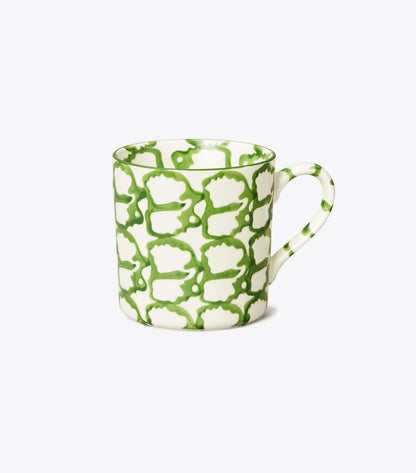 Tory Burch Spongeware Mug, Set of 4 - Green/Smoke