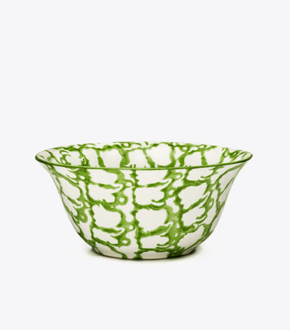 Tory Burch Spongeware Small Bowl, Set of 4 - Green/Smoke