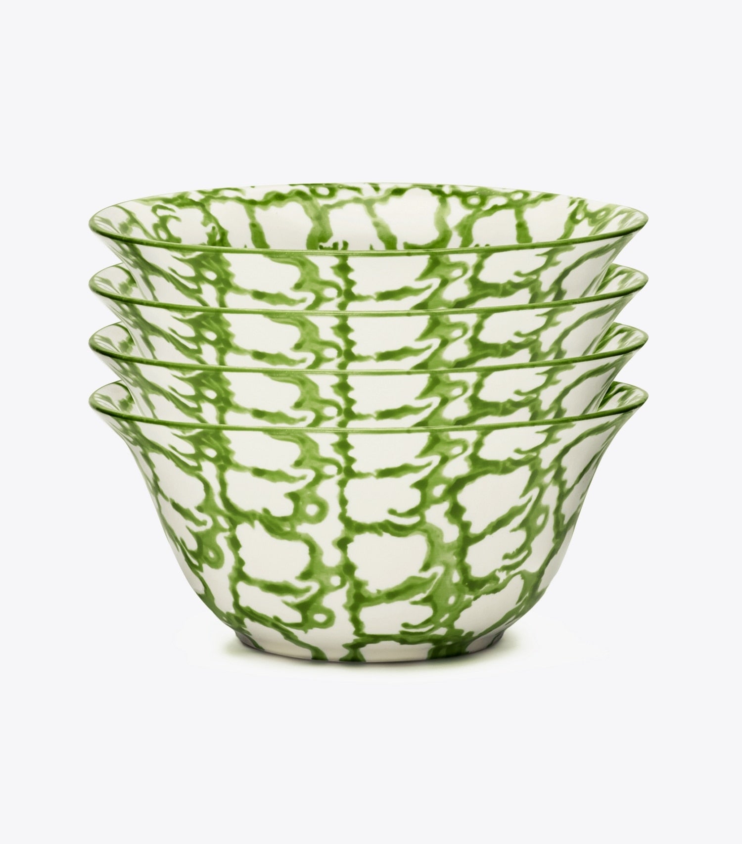 Tory Burch Spongeware Small Bowl, Set of 4 - Green/Smoke
