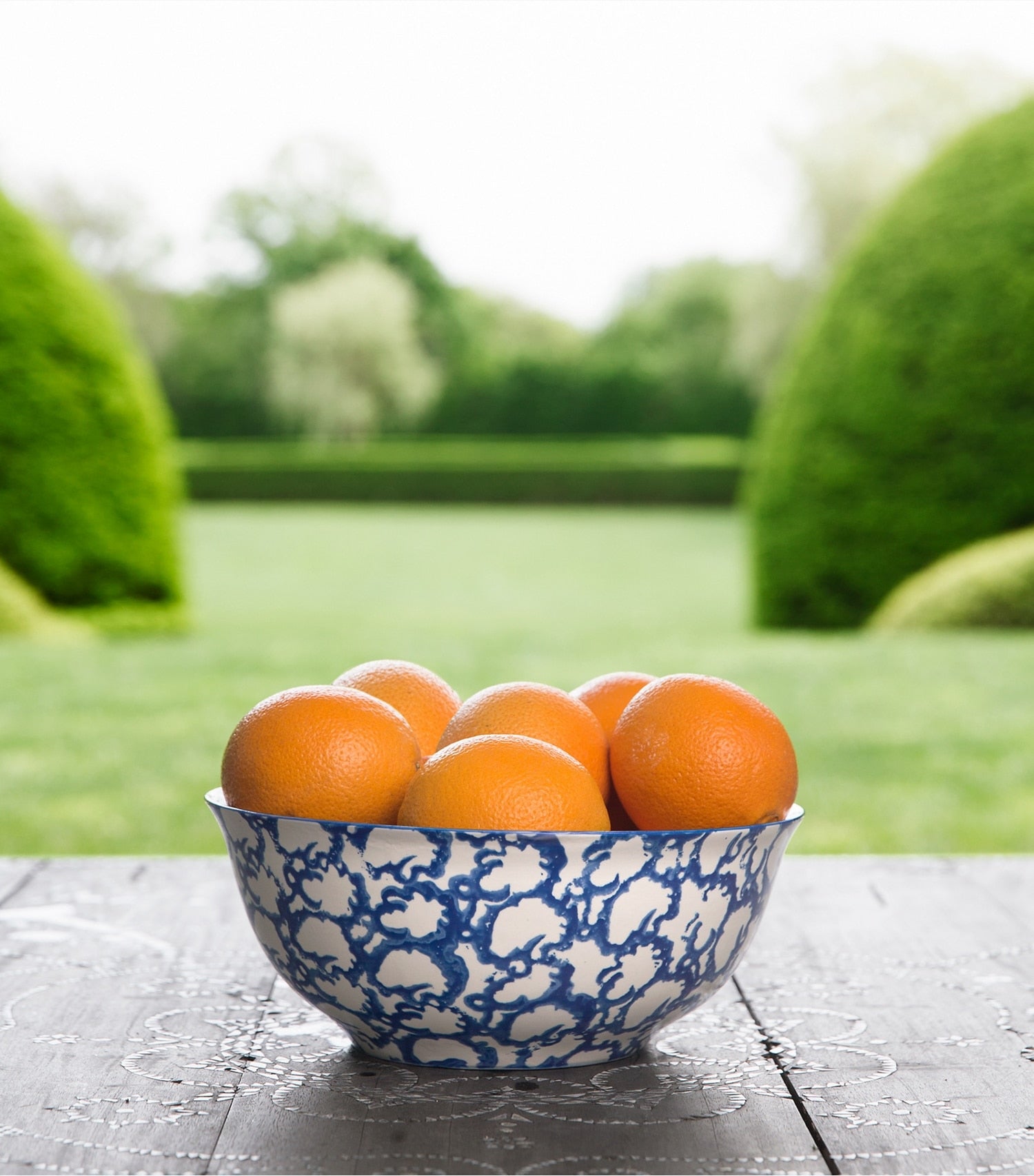 Tory Burch Spongeware Serving Bowl - Green/Smoke