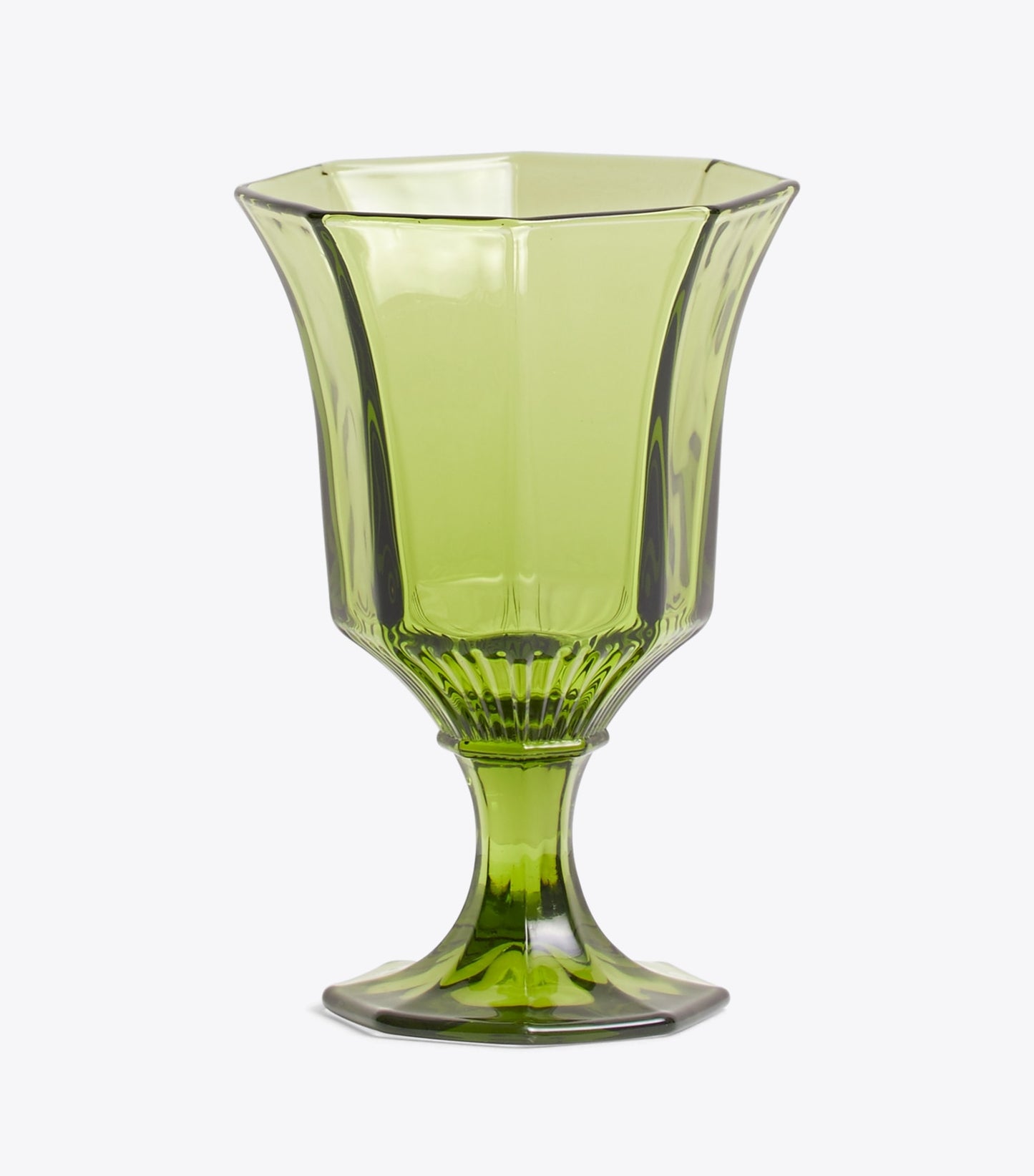 Tory Burch Pressed-Glass Wine Glass, Set of 4 - Green