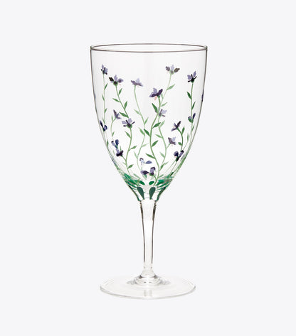 Tory Burch Jolie Fleur Water Glass, Set of 2 - Clear / Multi