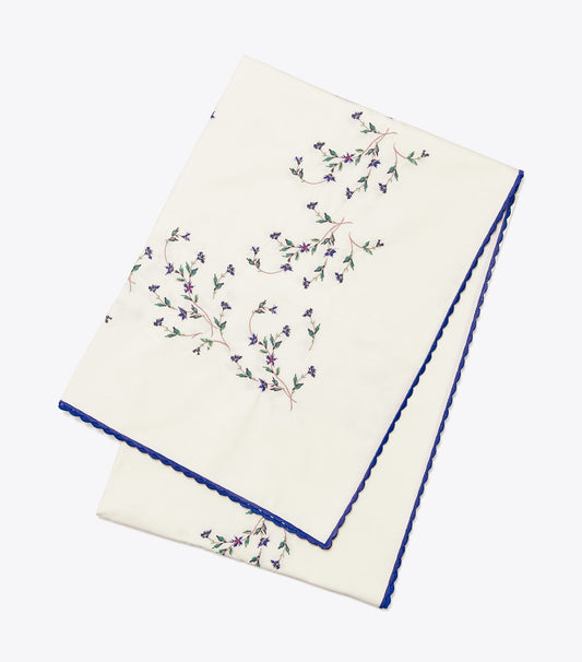 Tory Burch Jolie Fleur Embroidered Square Tablecloth - New Ivory