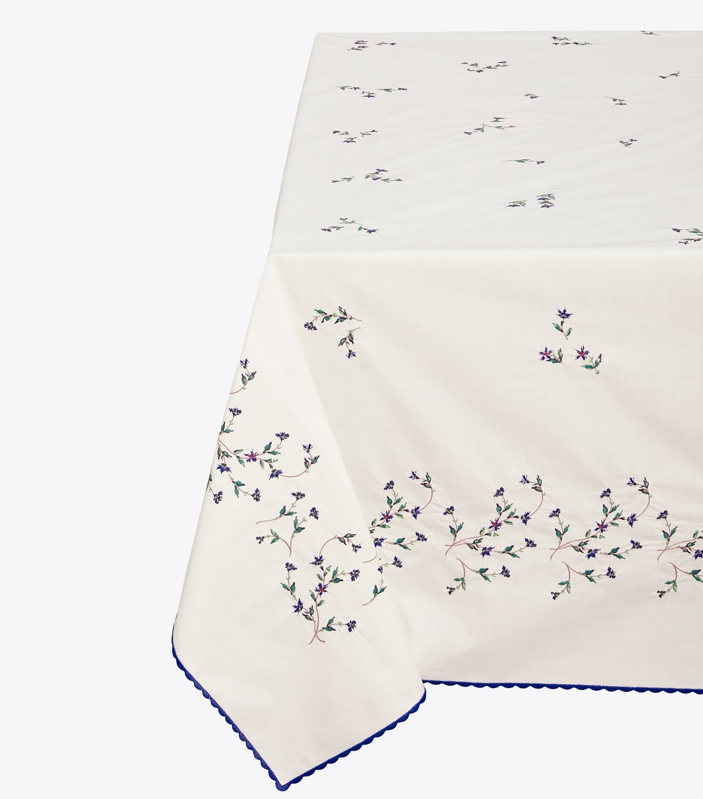 Tory Burch Jolie Fleur Embroidered Square Tablecloth - New Ivory