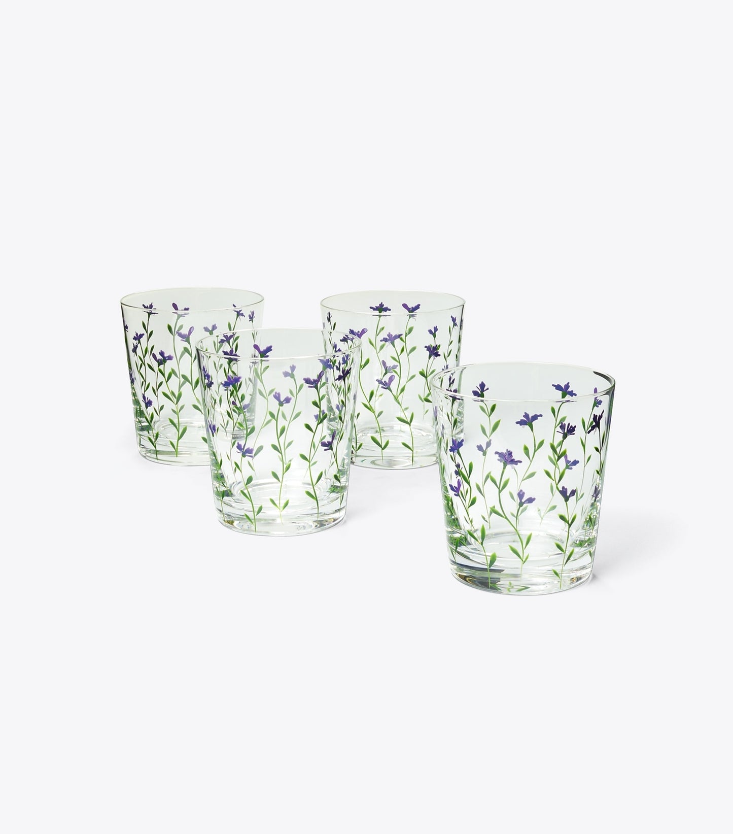 Tory Burch Jolie Fleur Double Old Fashioned Glass, Set Of 4 - Purple Multi