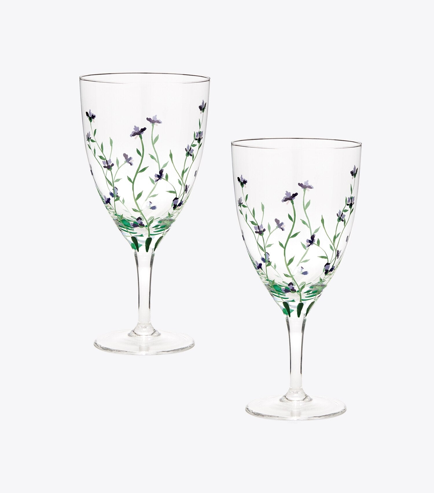 Tory Burch Jolie Fleur Wine Glass, Set of 2 - Clear / Multi