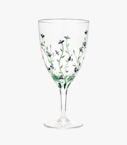 Tory Burch Jolie Fleur Wine Glass, Set of 2 - Clear / Multi
