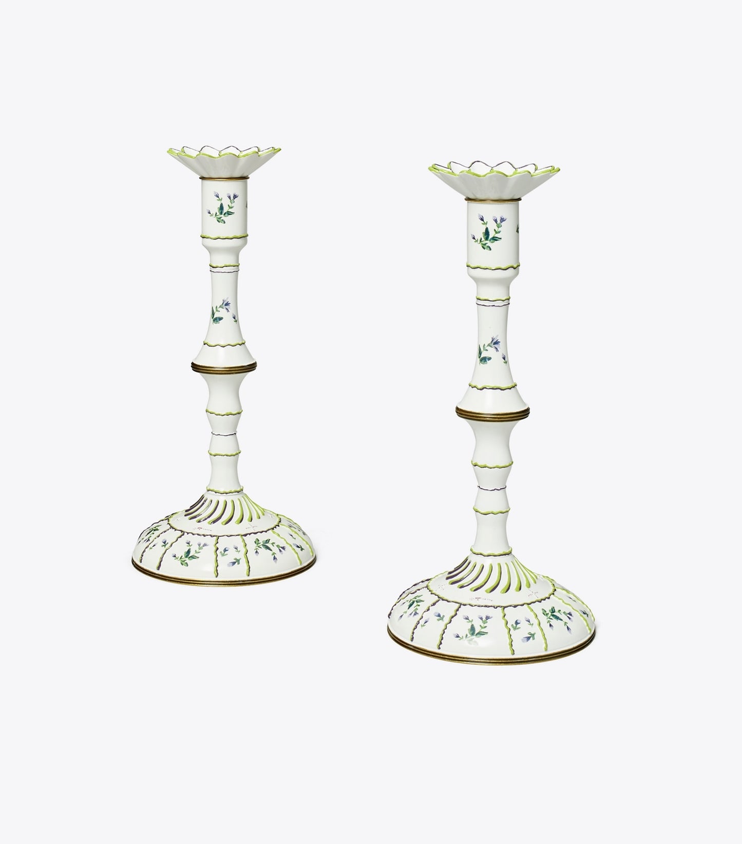 Tory Burch Jolie Fleur Candlesticks, Set Of 2 - New Ivory