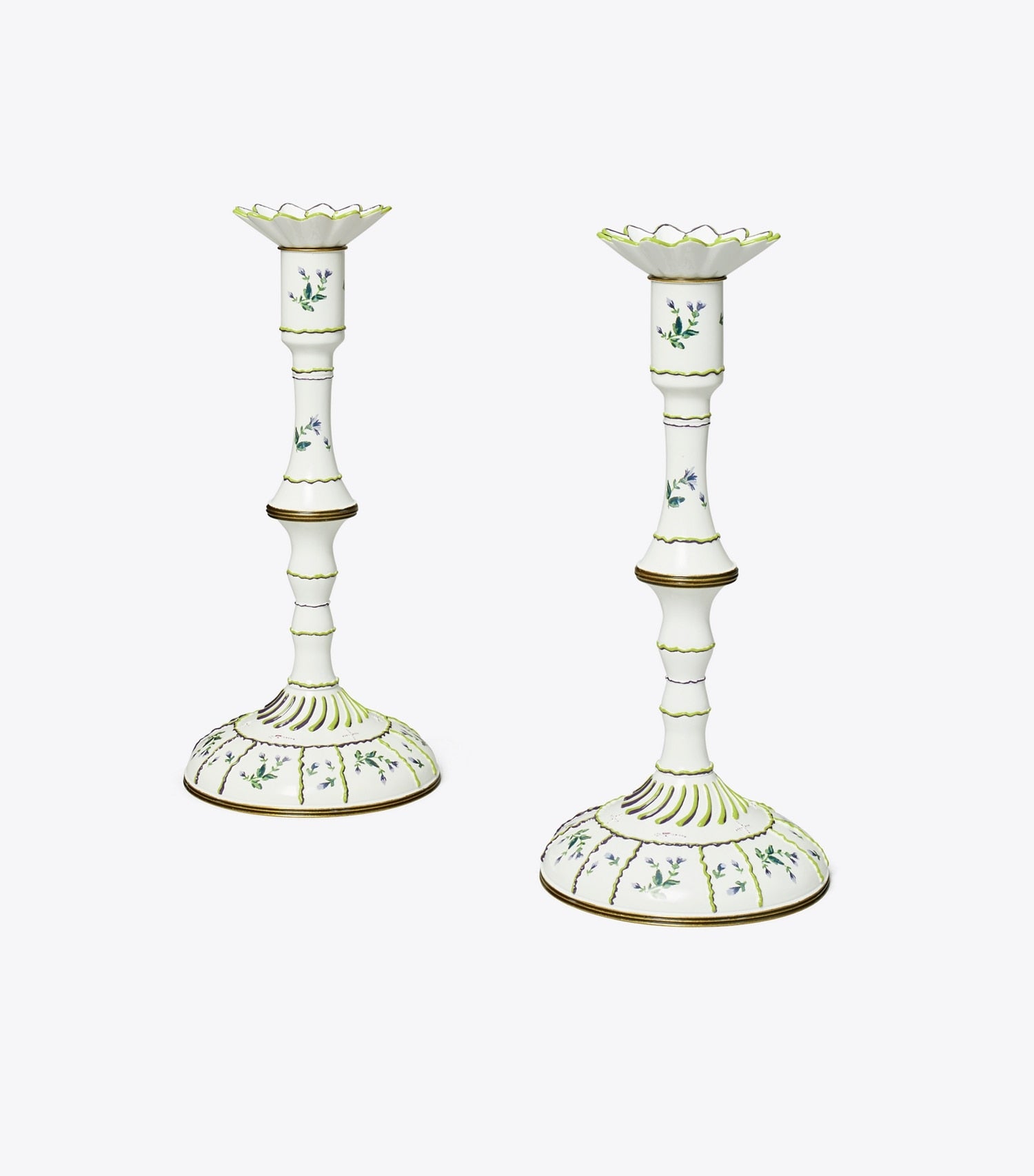Tory Burch Jolie Fleur Candlesticks, Set Of 2 - New Ivory