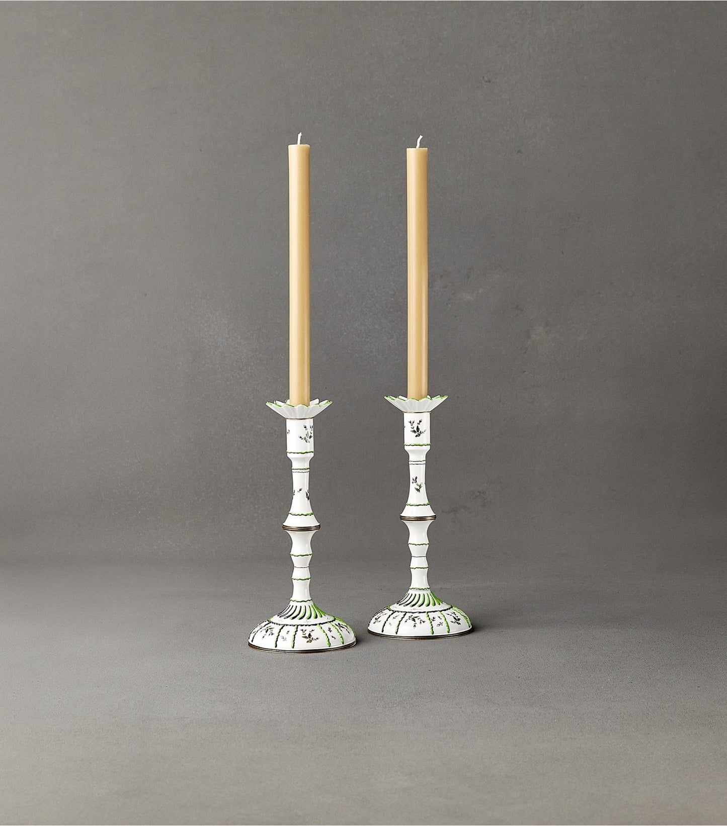 Tory Burch Jolie Fleur Candlesticks, Set Of 2 - New Ivory