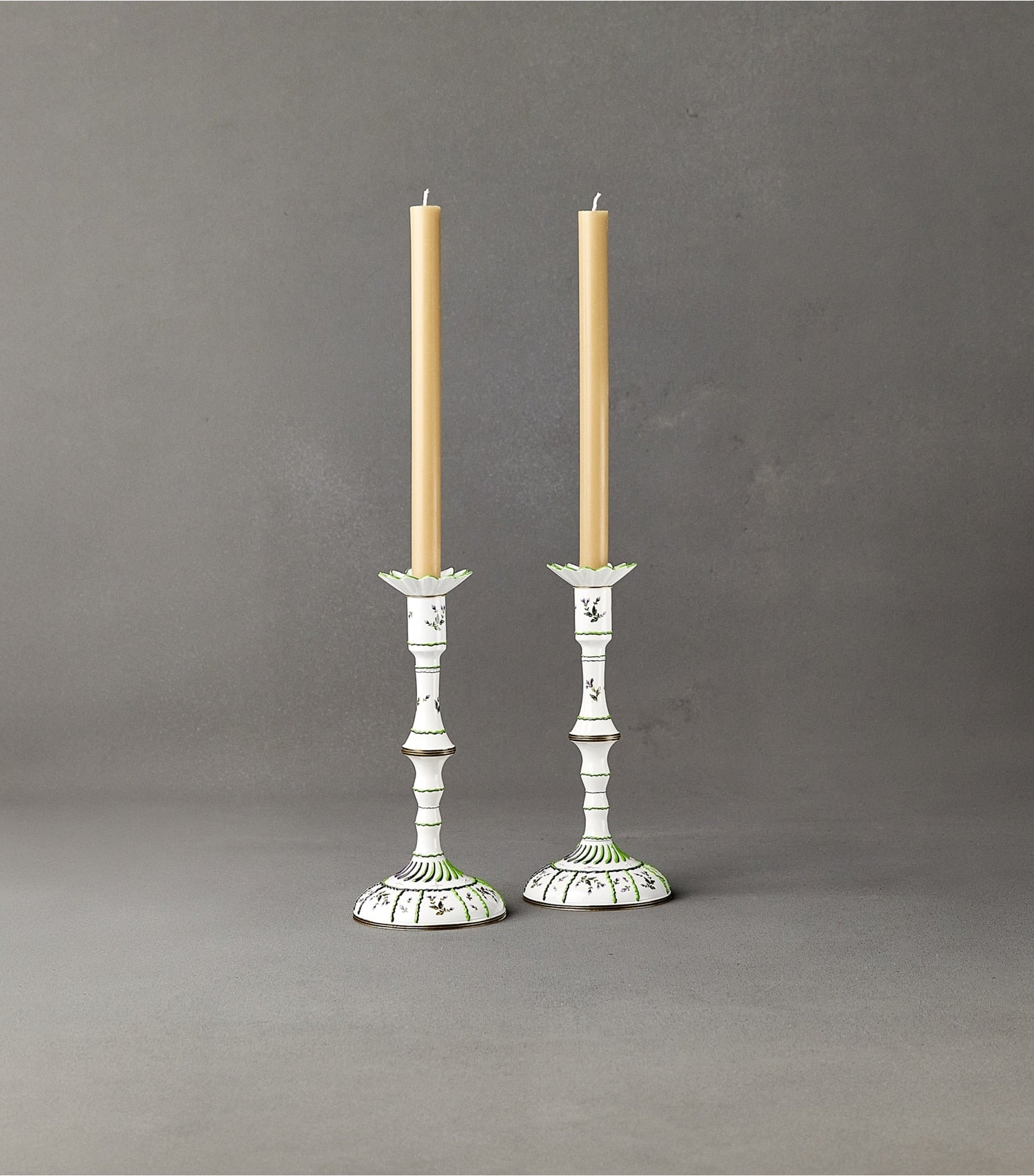 Tory Burch Jolie Fleur Candlesticks, Set Of 2 - New Ivory