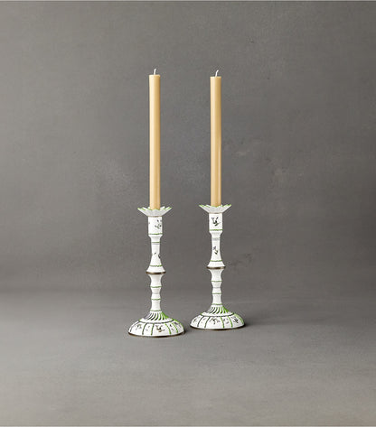 Tory Burch Jolie Fleur Candlesticks, Set Of 2 - New Ivory