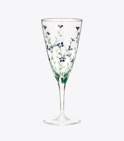 Tory Burch Jolie Fleur Champagne Glass, Set of 2 - Clear / Multi