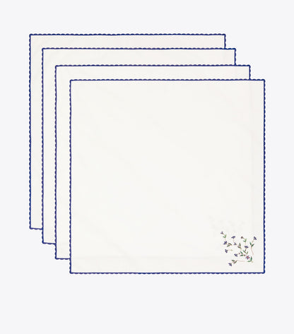 Tory Burch Jolie Fleur Embroidered Napkin, Set of 4 - New Ivory