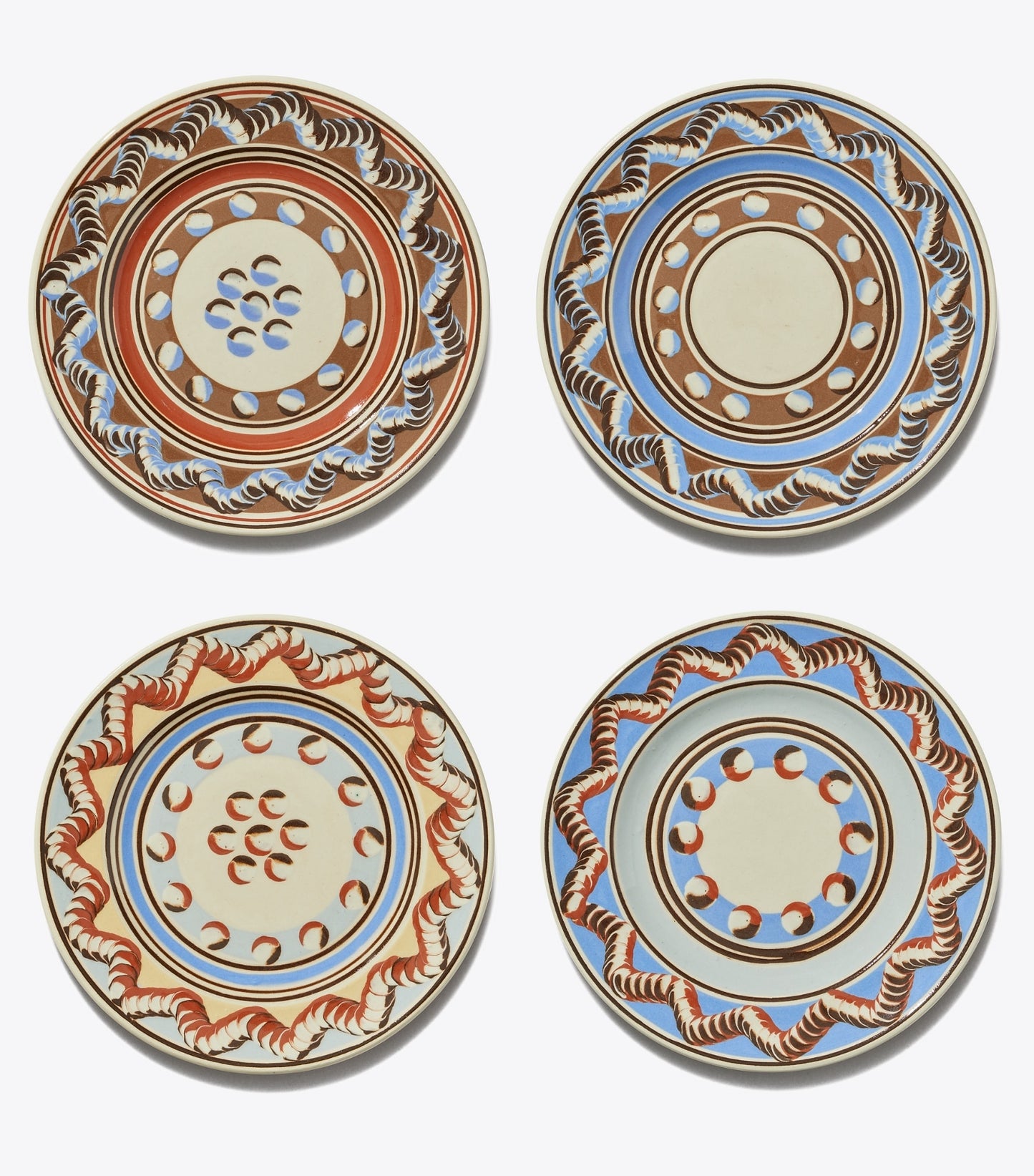 Tory Burch Mochaware Salad Plate, Set of 4 - Brown / Blue