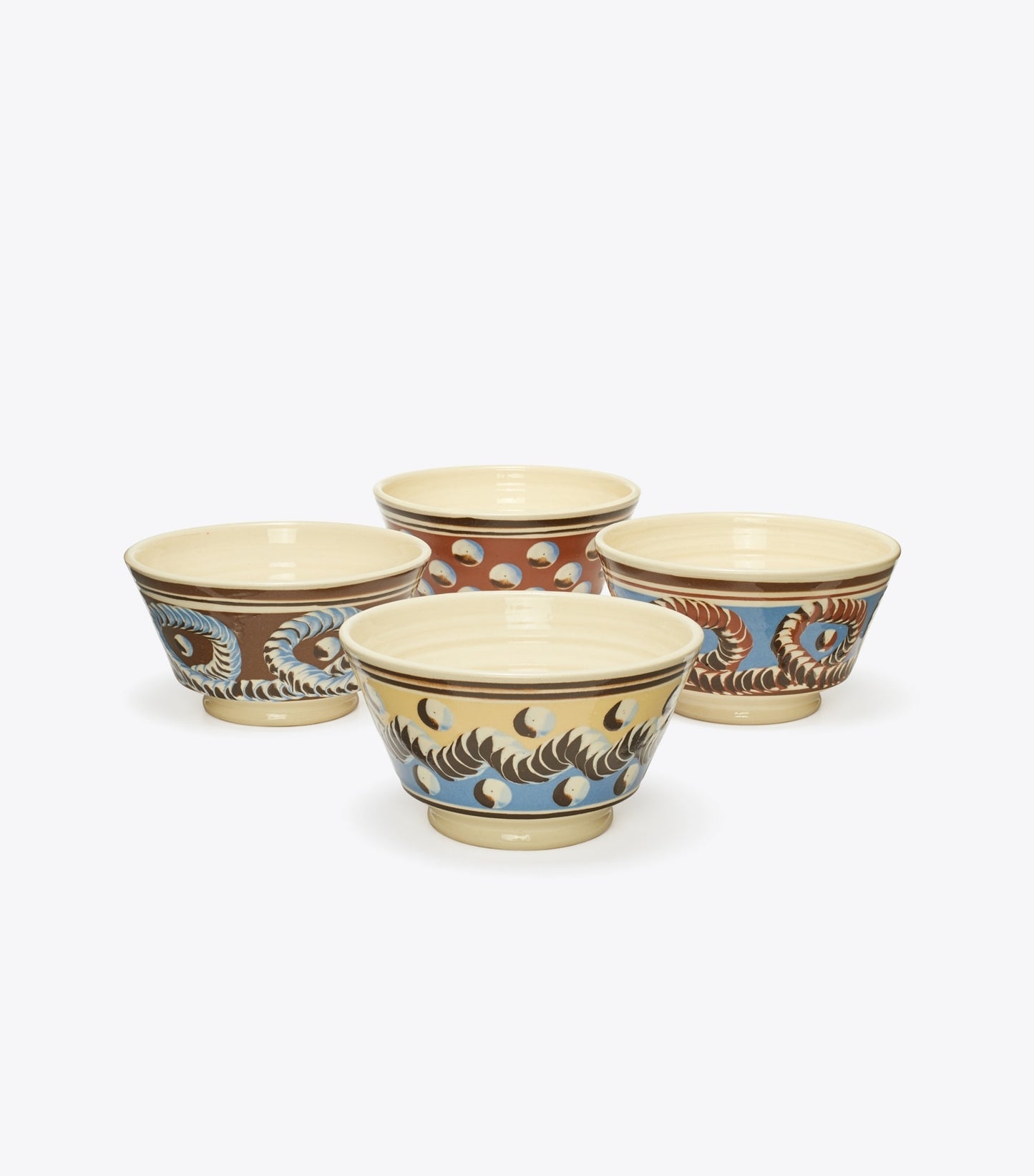 Tory Burch Mochaware Soup Bowl, Set Of 4 - Blue Multi