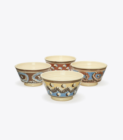 Tory Burch Mochaware Soup Bowl, Set Of 4 - Blue Multi