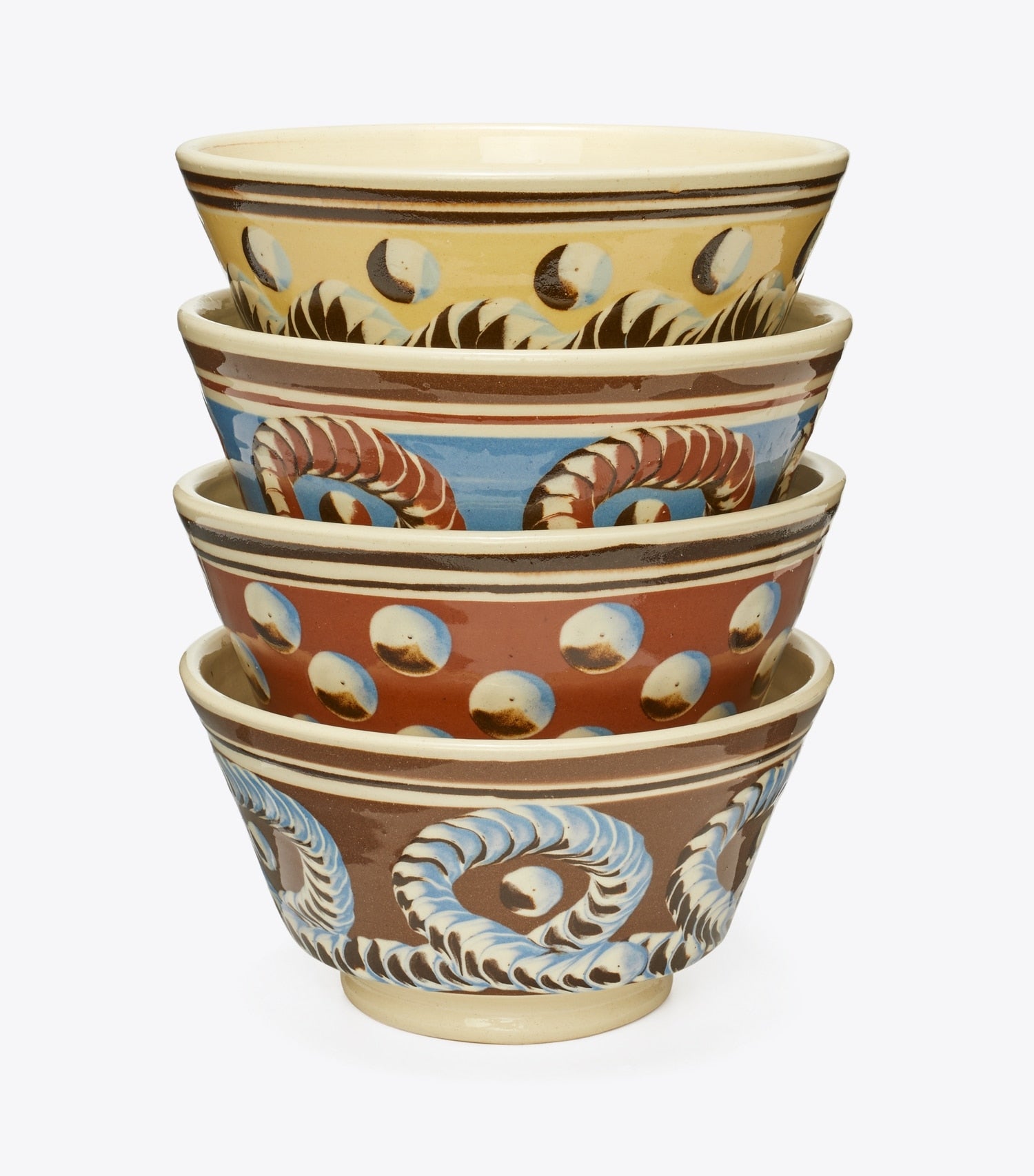 Tory Burch Mochaware Soup Bowl, Set Of 4 - Blue Multi