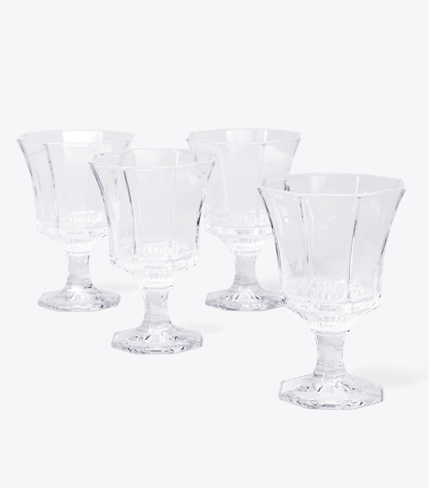 Tory Burch Pressed-Glass Wine Glass, Set of 4 - Clear