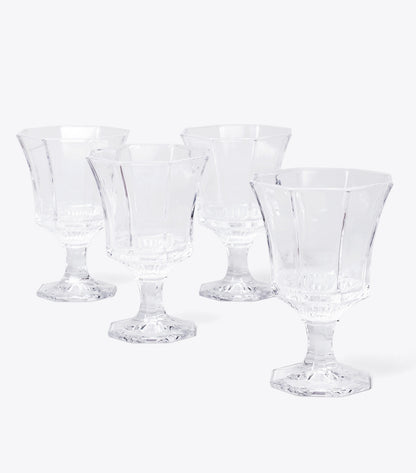 Tory Burch Pressed-Glass Wine Glass, Set of 4 - Clear